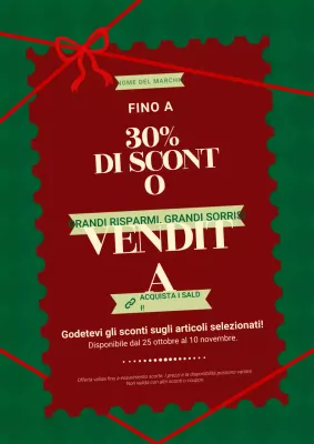 Poster minimalista vintage rosso e verde per saldi natalizi