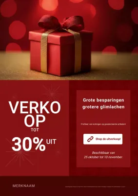 Rood-witte, opvallende minimalistische kerstuitverkoopposter