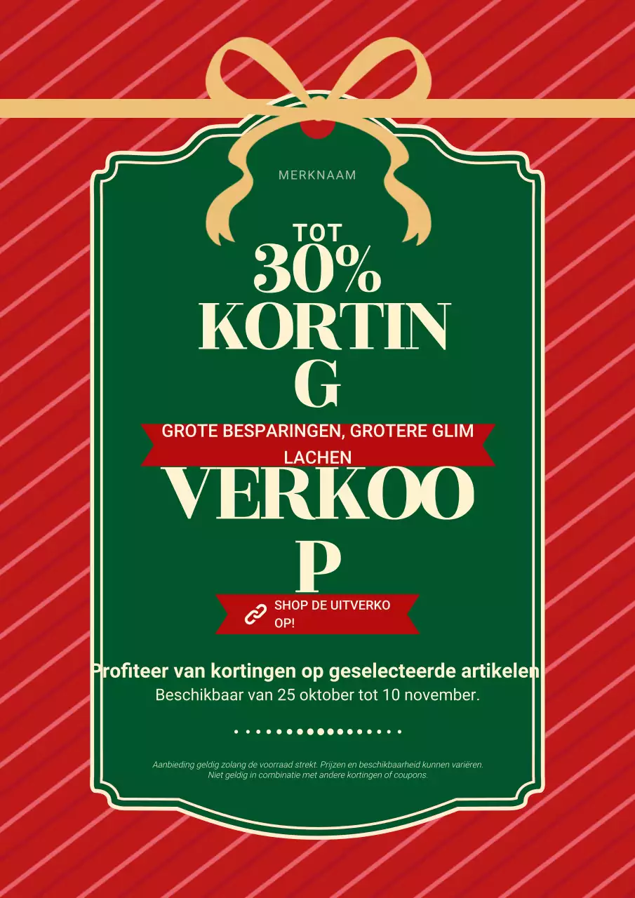 Rode en groene vintage minimalistische kerstuitverkoopposter