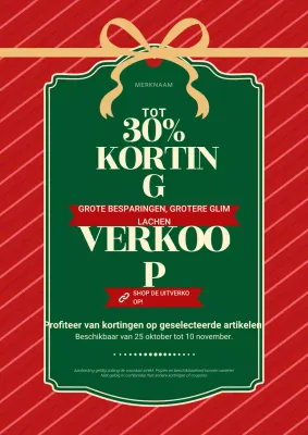 Rode en groene vintage minimalistische kerstuitverkoopposter