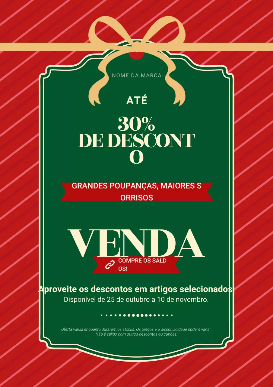 Pôster vintage minimalista de Natal em vermelho e verde para promoção.