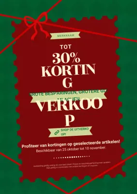 Rode en groene vintage minimalistische kerstuitverkoopposter