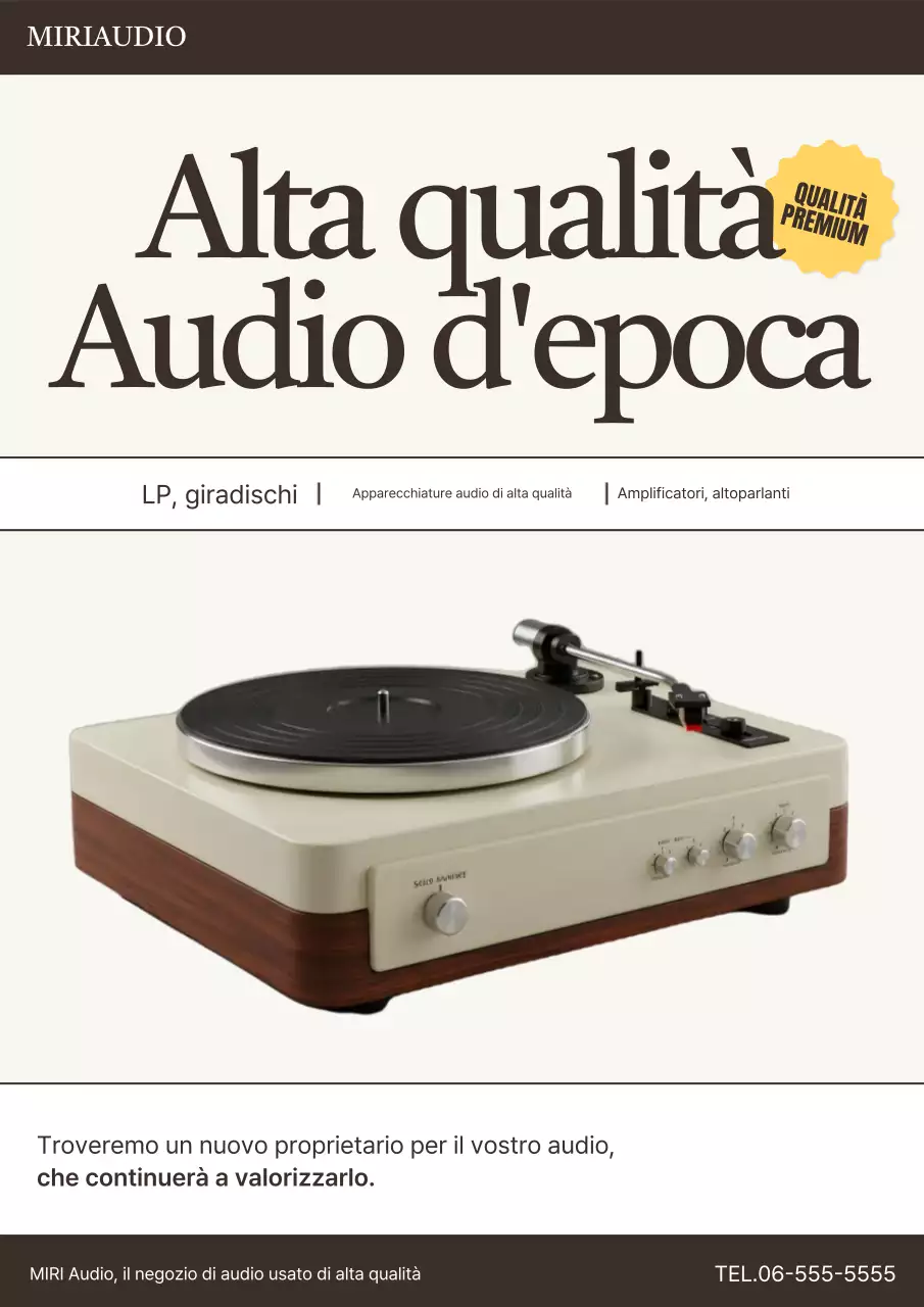 Pubblicità audio vintage beige