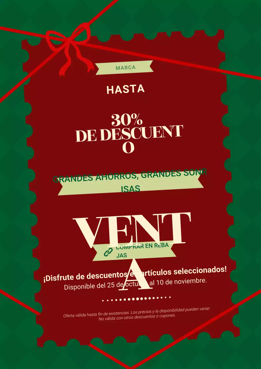 Póster navideño minimalista vintage rojo y verde