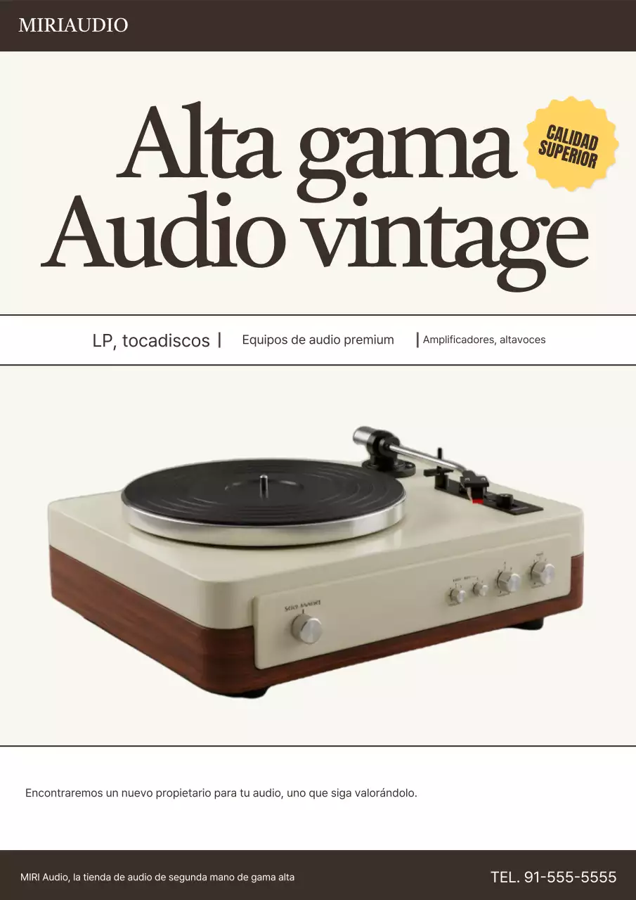 Anuncio de audio vintage color beige