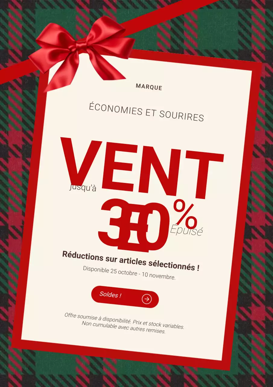Affiche de soldes du Nouvel An rouge et blanche, minimaliste et audacieuse