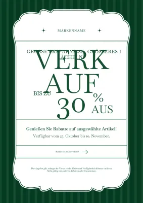 Grünes und weißes, klassisch-minimalistisches Neujahrs-Verkaufsplakat