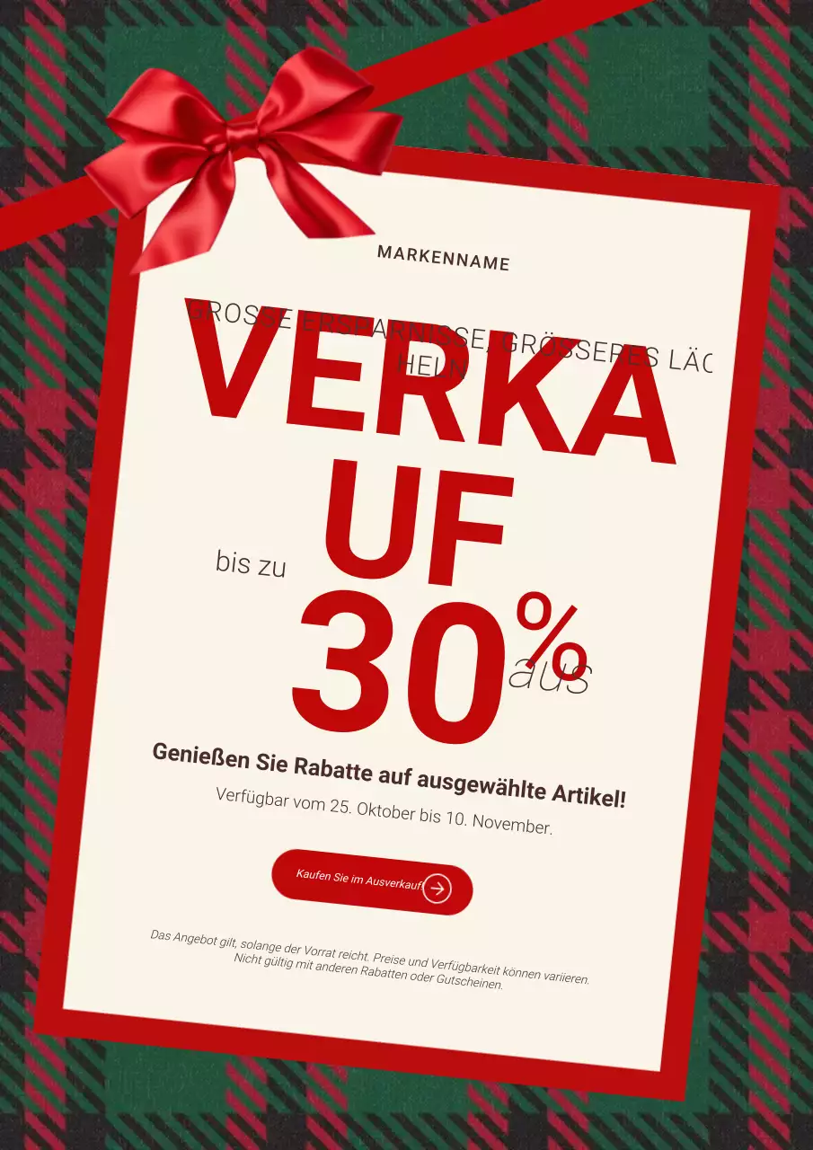 Rot-weißes, minimalistisches Neujahrs-Verkaufsplakat