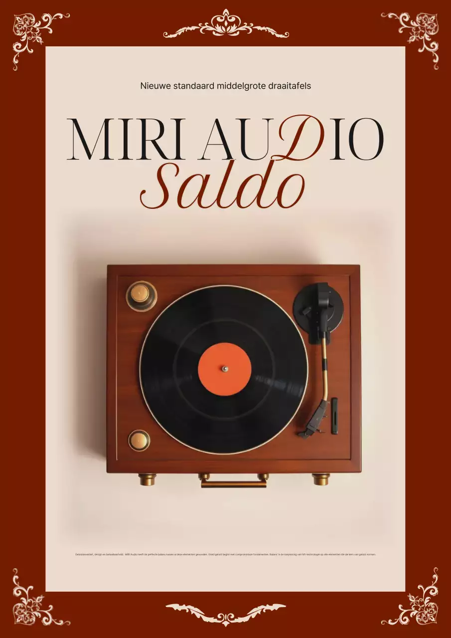 Bruine vintage audioadvertentie