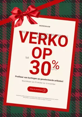 Rood-witte, opvallende minimalistische nieuwjaarsuitverkoopposter