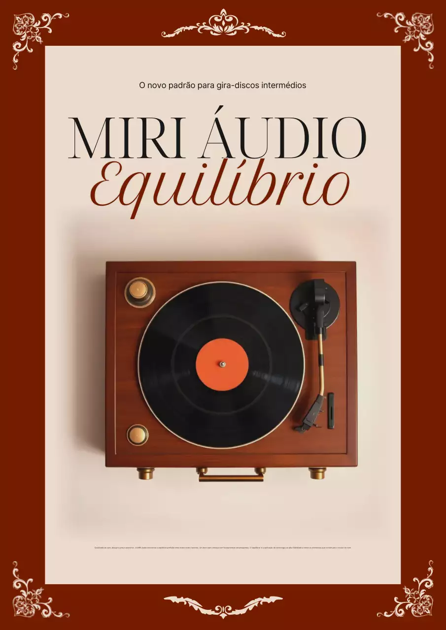 Anúncio de áudio vintage marrom