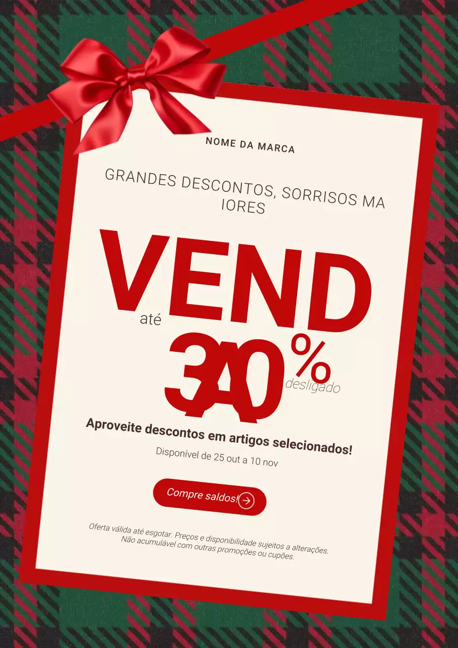 Pôster minimalista e arrojado em vermelho e branco para a promoção de Ano Novo