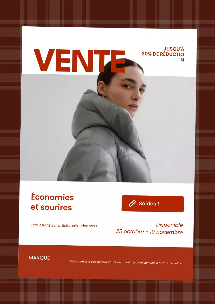 Affiche de soldes du Nouvel An pour la mode minimaliste audacieuse rouge et blanche