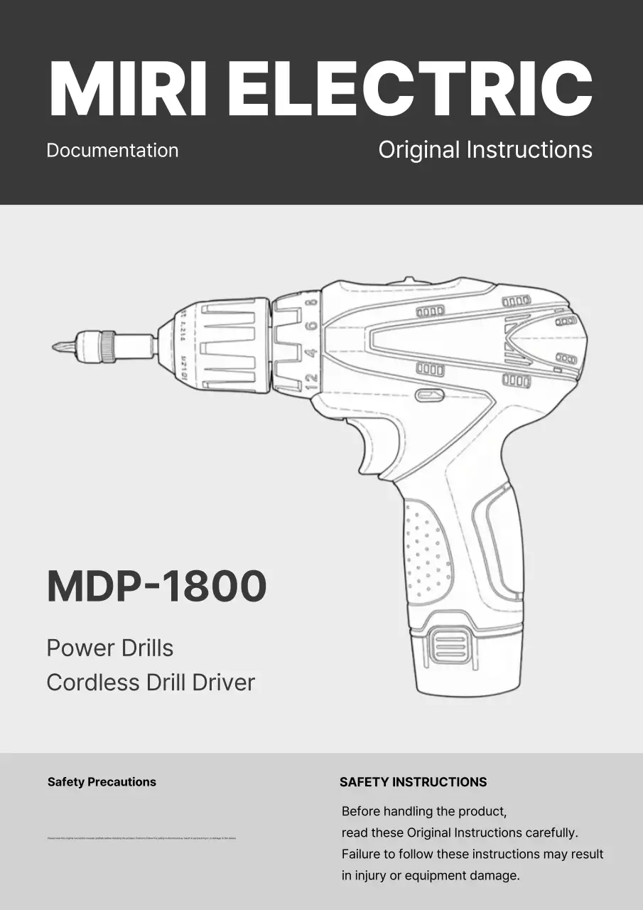 Sách hướng dẫn sử dụng máy khoan điện đơn giản Gray