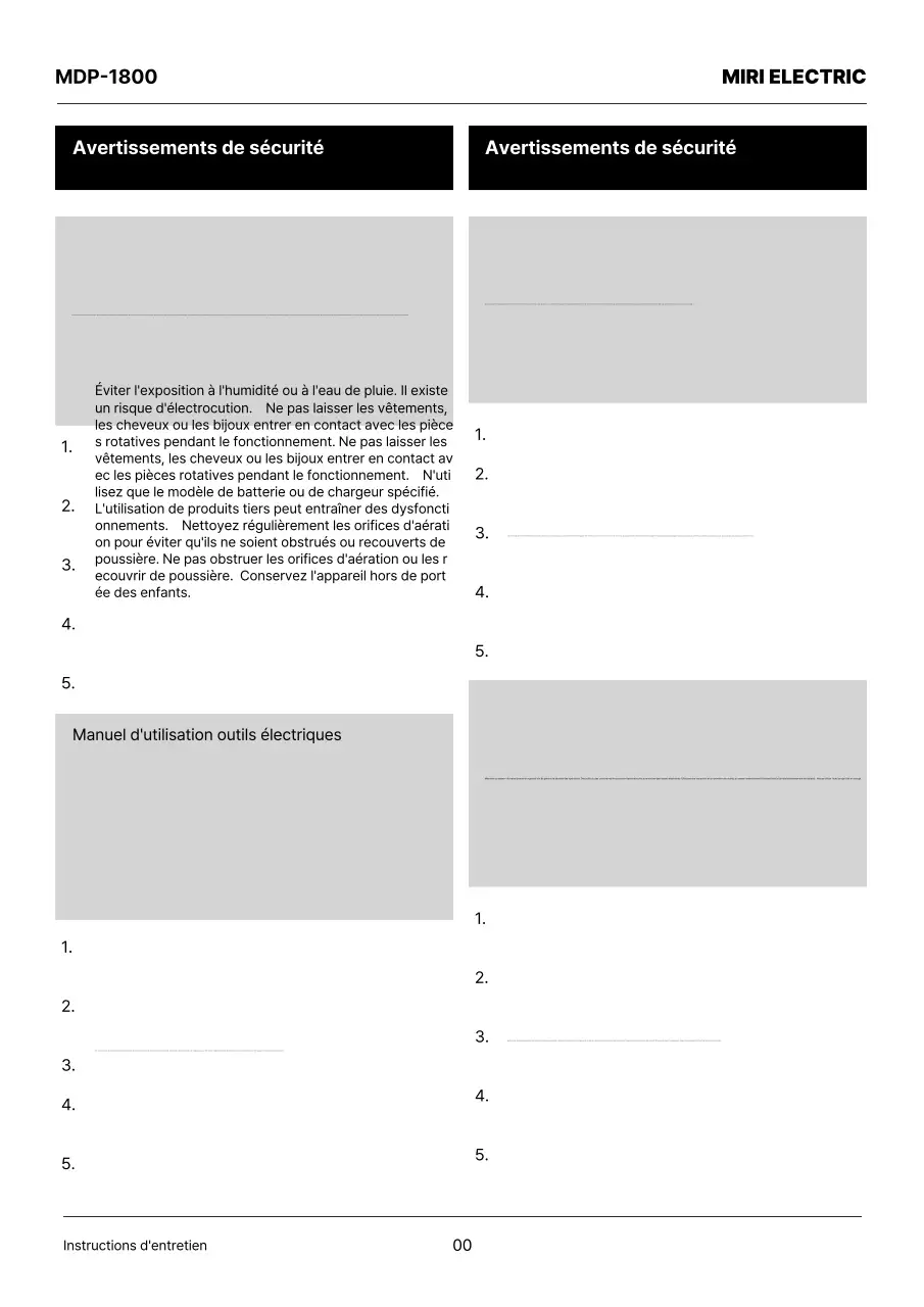 Manuel d'utilisation de la perceuse électrique simple Gray