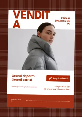 Manifesto di vendita di Capodanno in stile minimal rosso e bianco