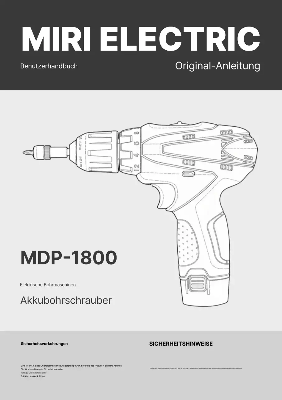 Bedienungsanleitung für die einfache elektrische Bohrmaschine von Gray