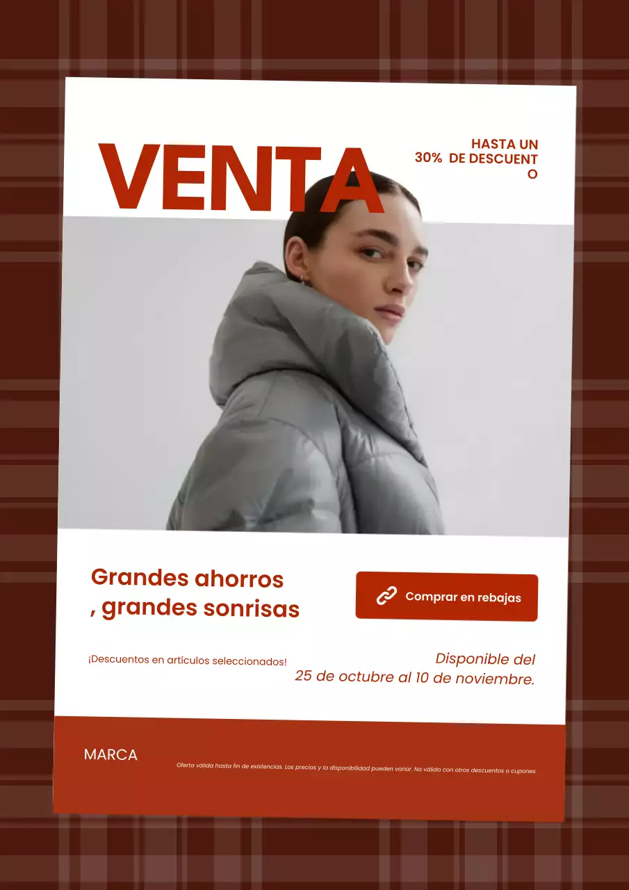 Póster de rebajas de Año Nuevo de moda minimalista en rojo y blanco