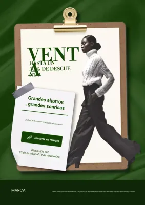 Póster de rebajas de Año Nuevo de moda minimalista moderna en verde y beige