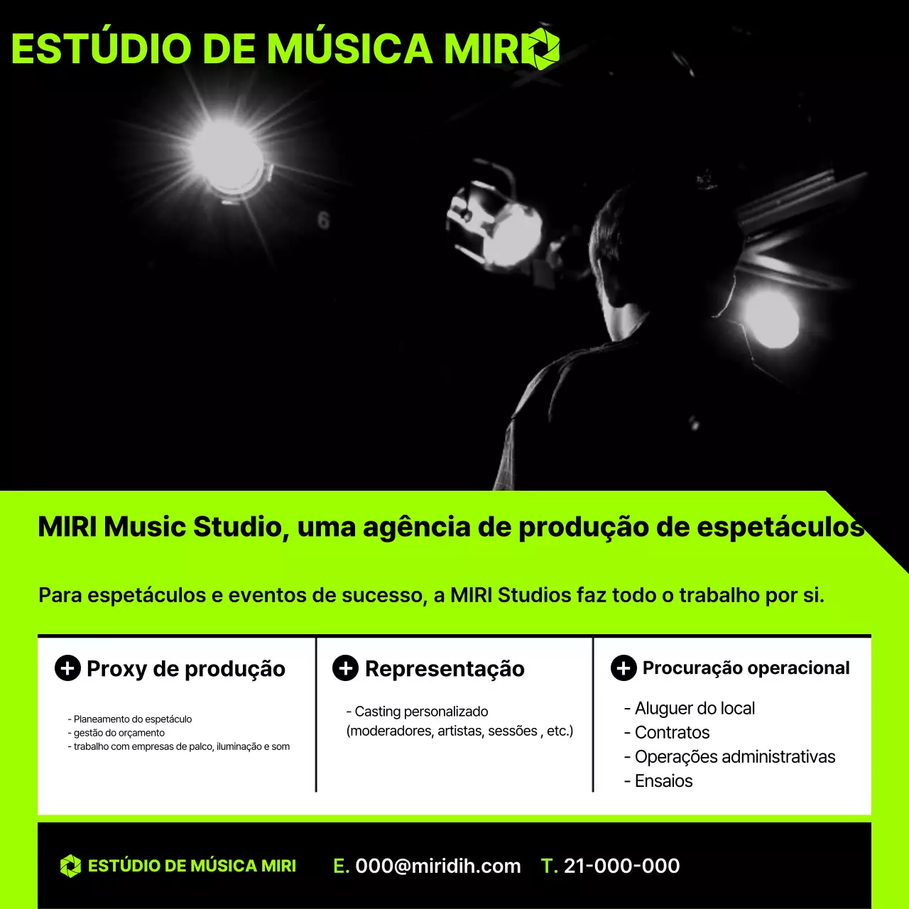Anúncio de música moderna e verde