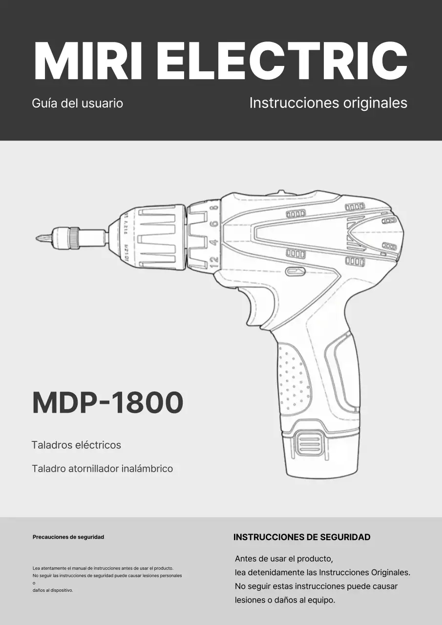 Manual del taladro eléctrico simple gris