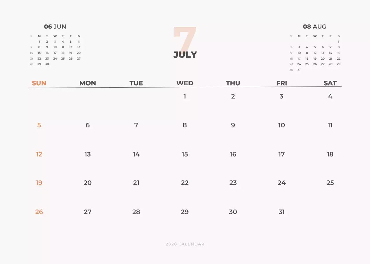 하늘색 심플 풍경 달력