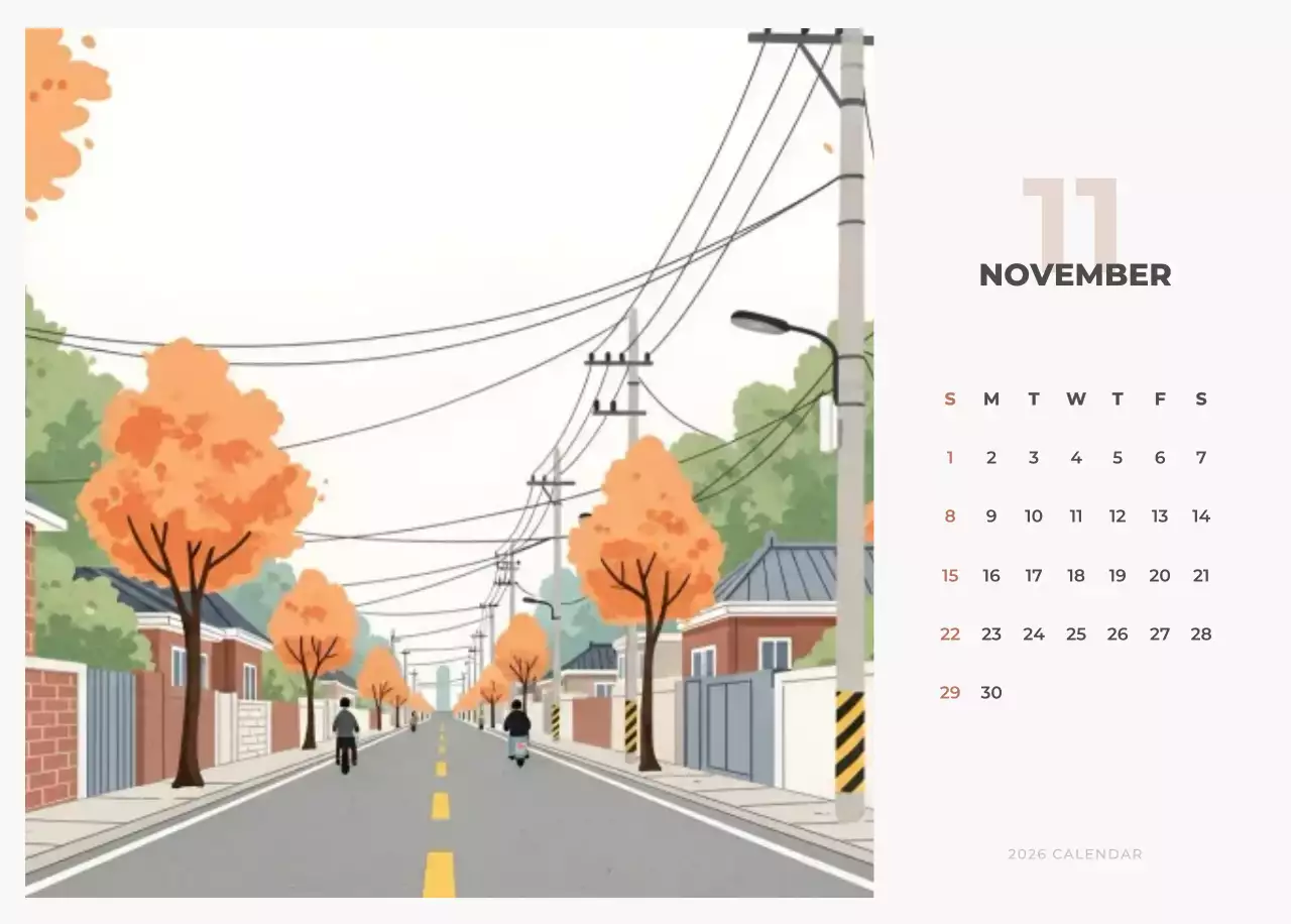 하늘색 심플 풍경 달력