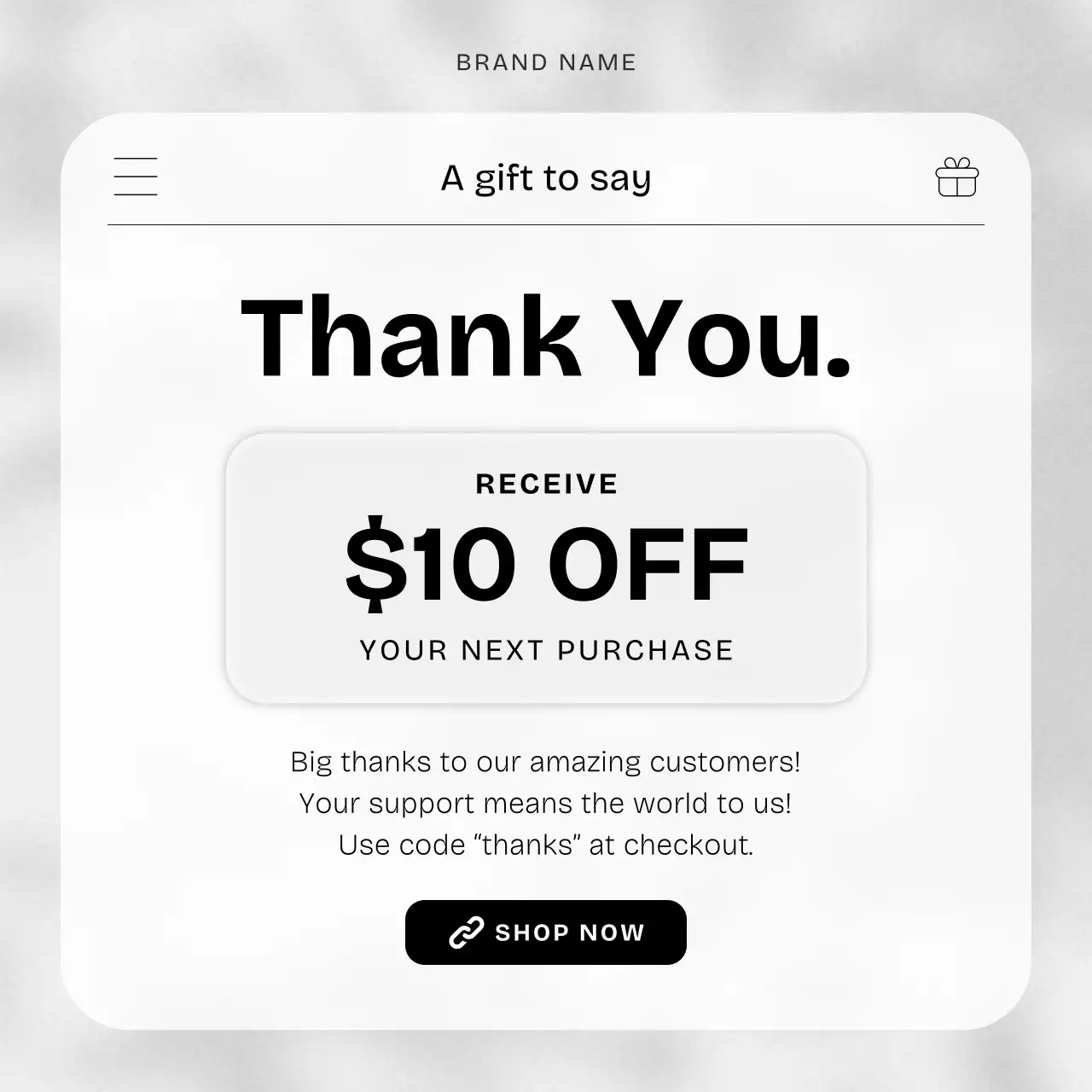 White Minimal Thank You Gift Promotion for Social Media