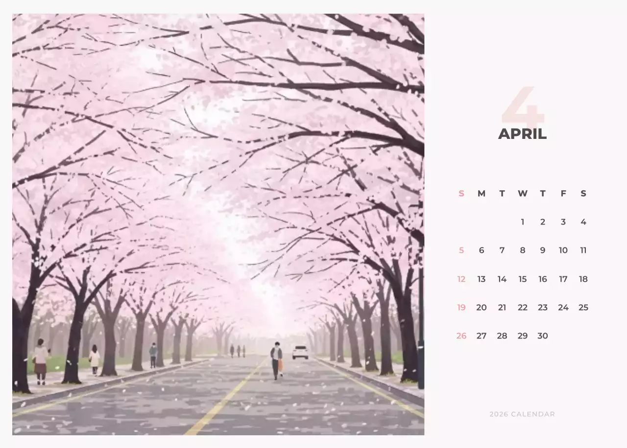 하늘색 심플 풍경 달력