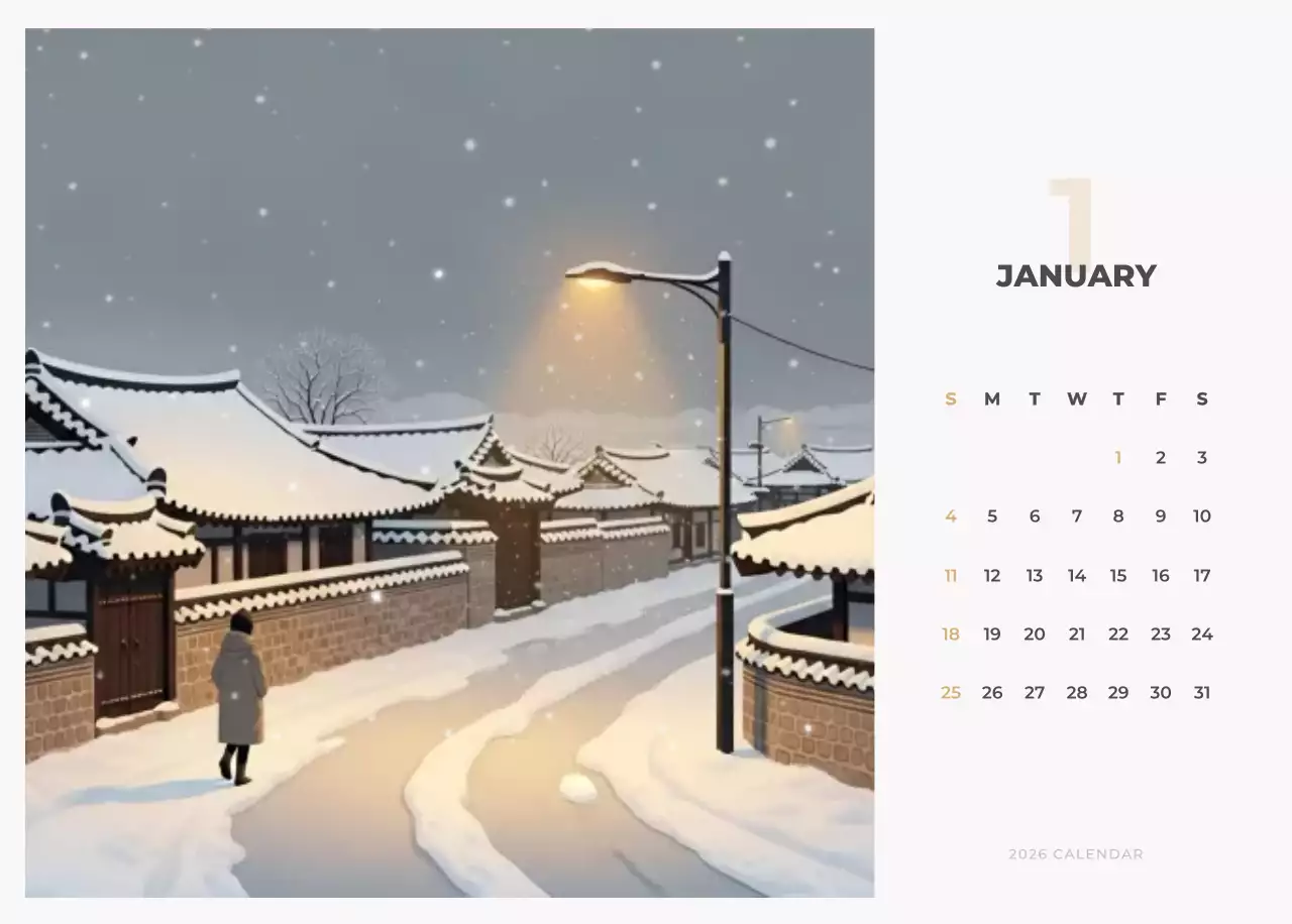 하늘색 심플 풍경 달력