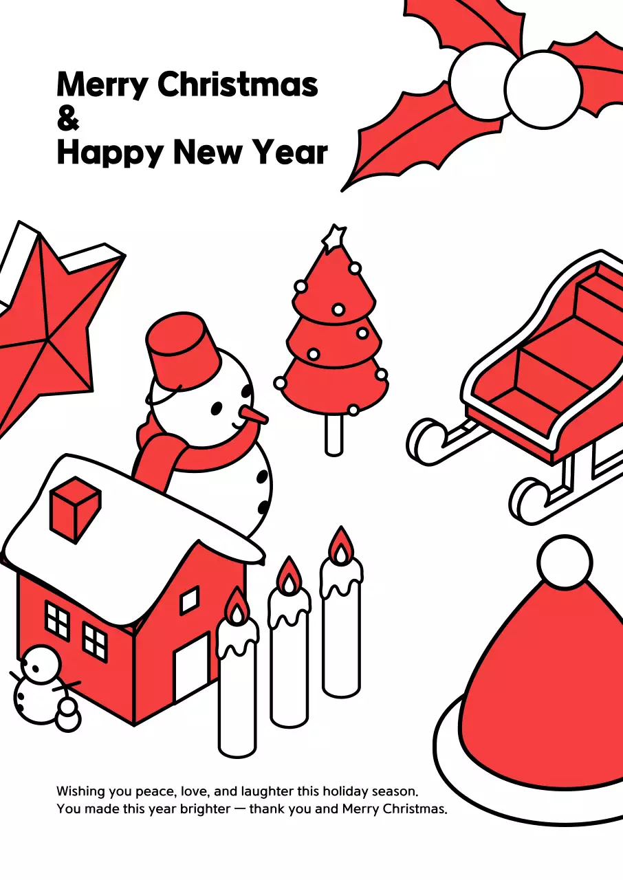 빨강 심플 크리스마스 카드