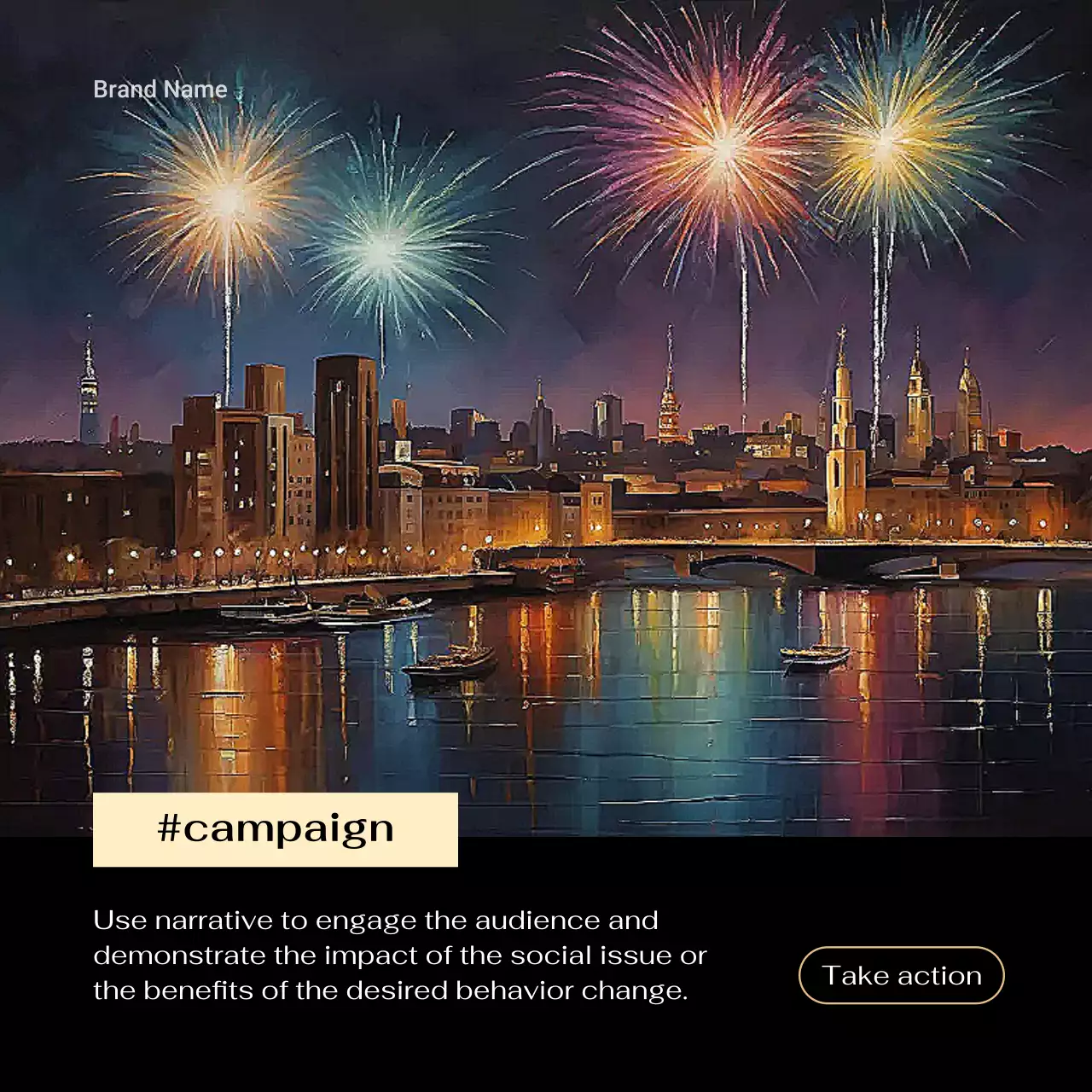 Colorful Modern Fireworks Promotion Social Media Post