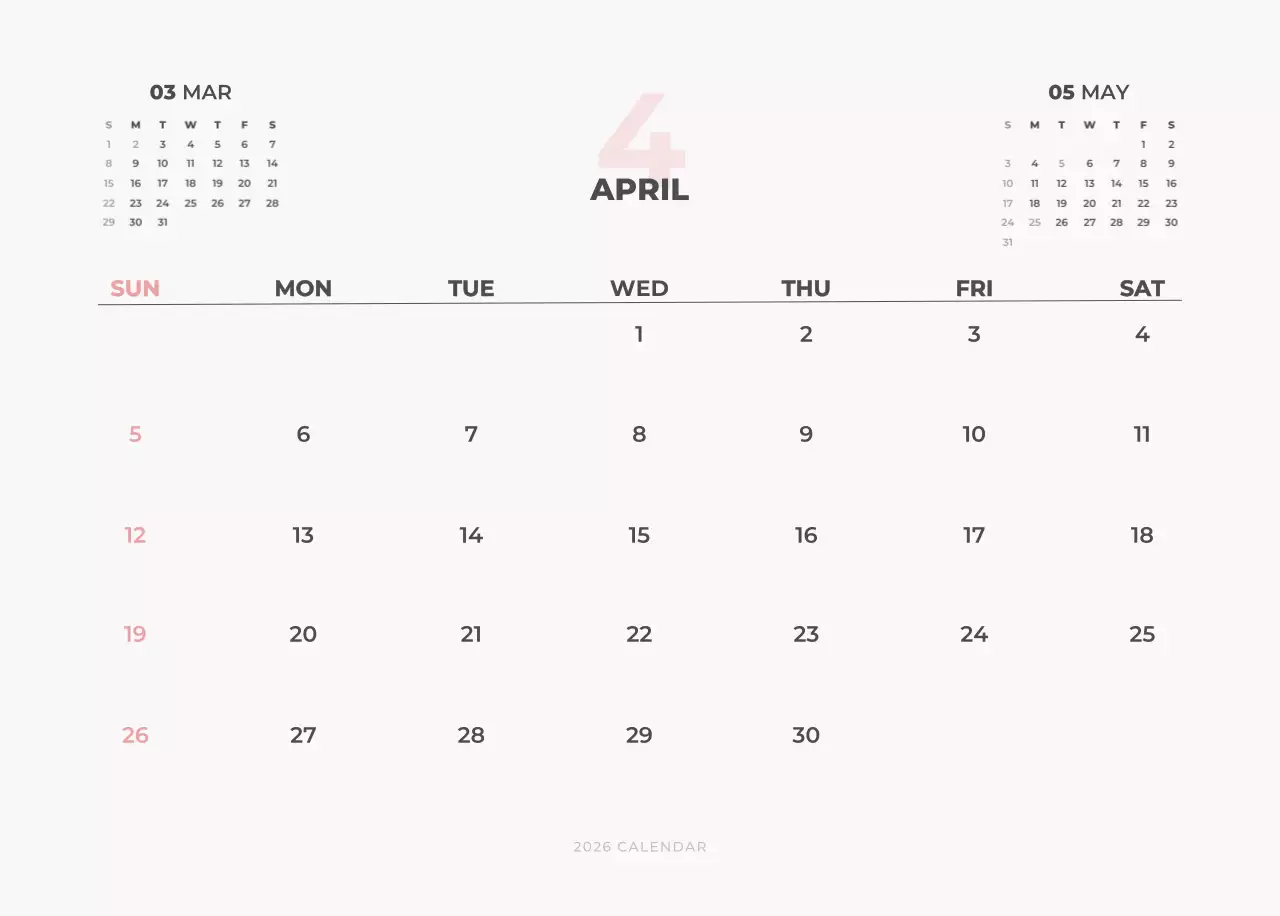 하늘색 심플 풍경 달력