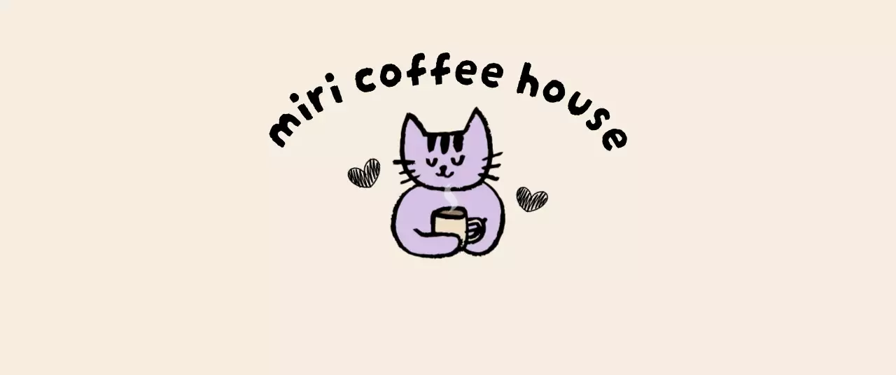 紫 かわいい カフェ ロゴ イラストロゴ