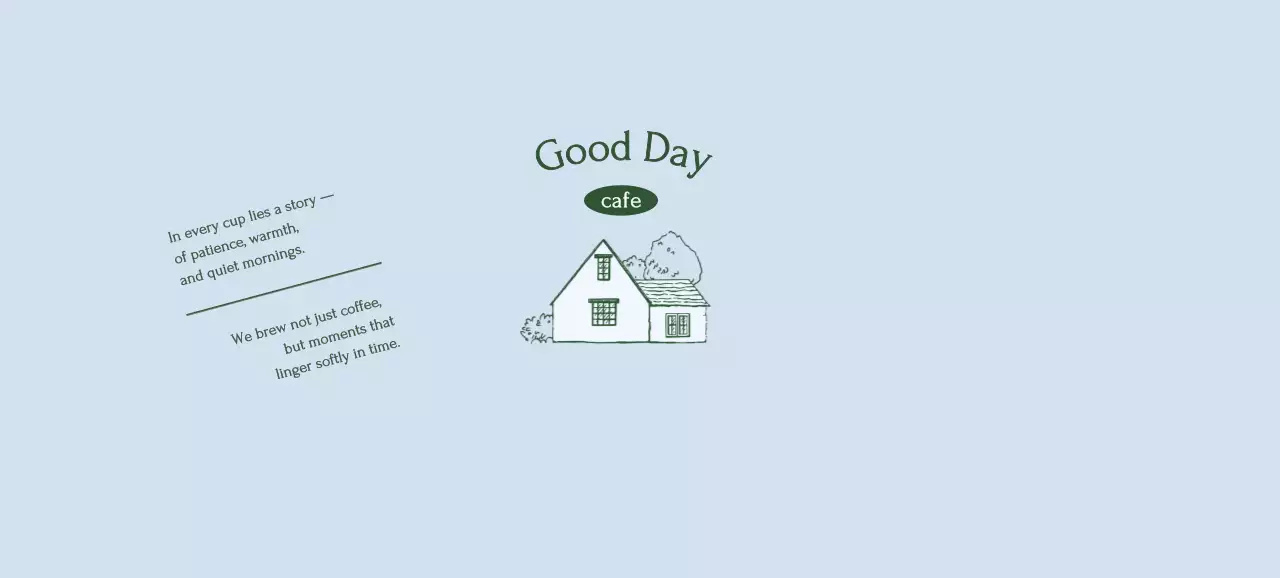青 シンプル カフェ ラベル  ロゴテキスト