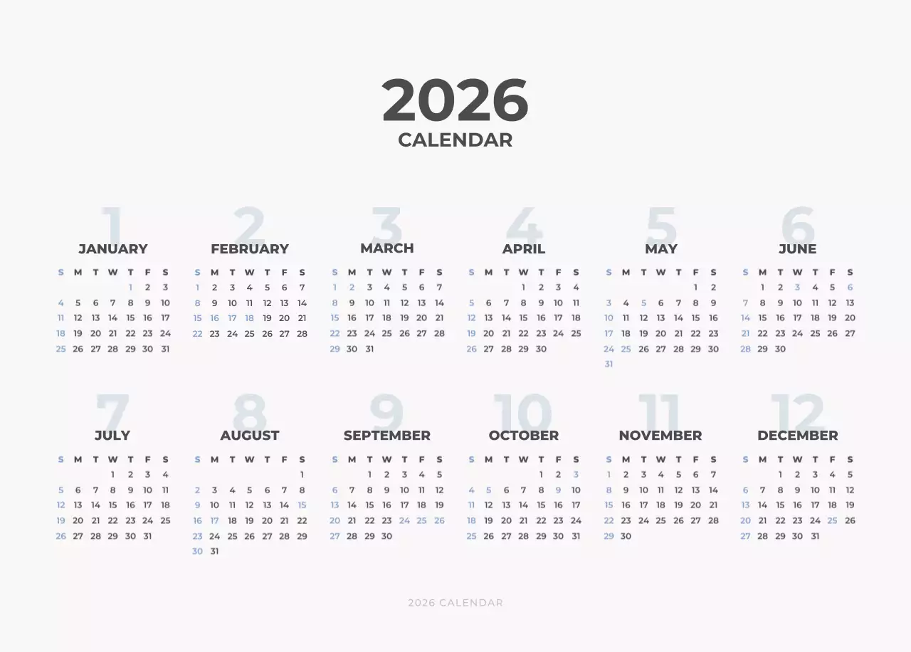 하늘색 심플 풍경 달력