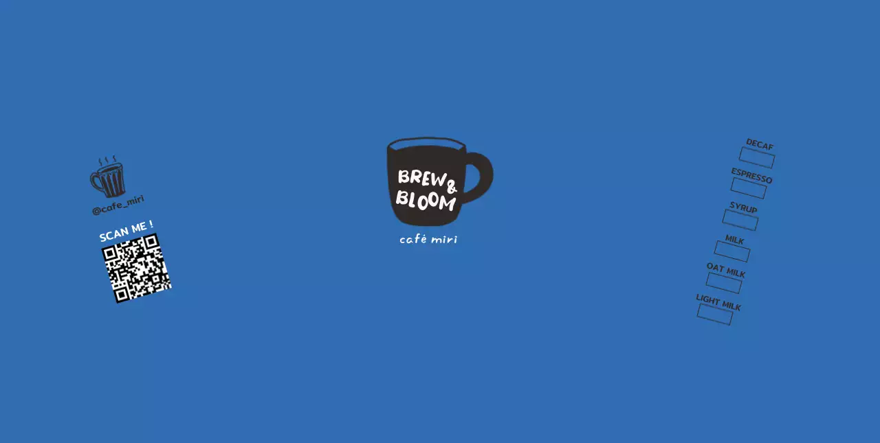 青 シンプル カフェ 紙コップ キューアールとチェック