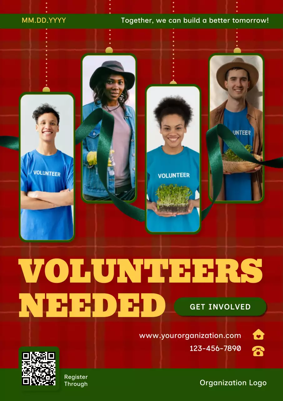 Red Modern Volunteer Announcement Poster