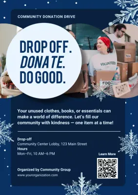 Blue Modern Donation Announcement Poster