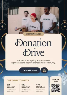 Navy Modern Charity Promotion Poster