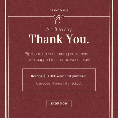 Maroon Elegant Holiday Gift Card for Social Media