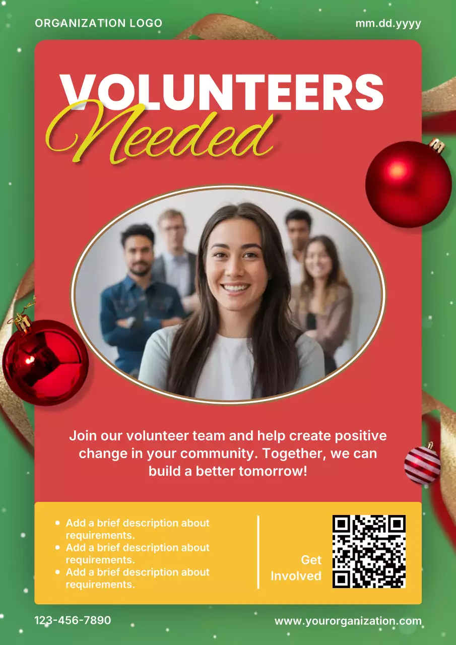 Red Modern Volunteer Invitation Poster