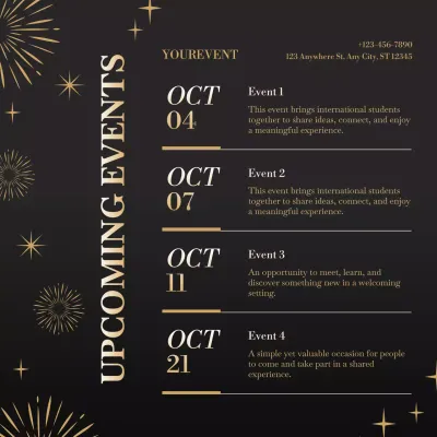 Black and Gold Elegant New Year Event Calendar Instagram Post