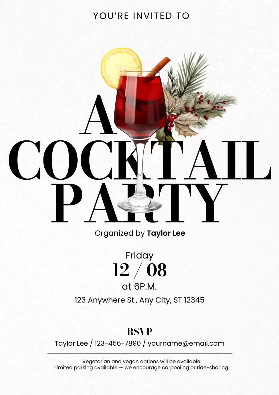 New Year Cocktail Party Invitation Web Poster