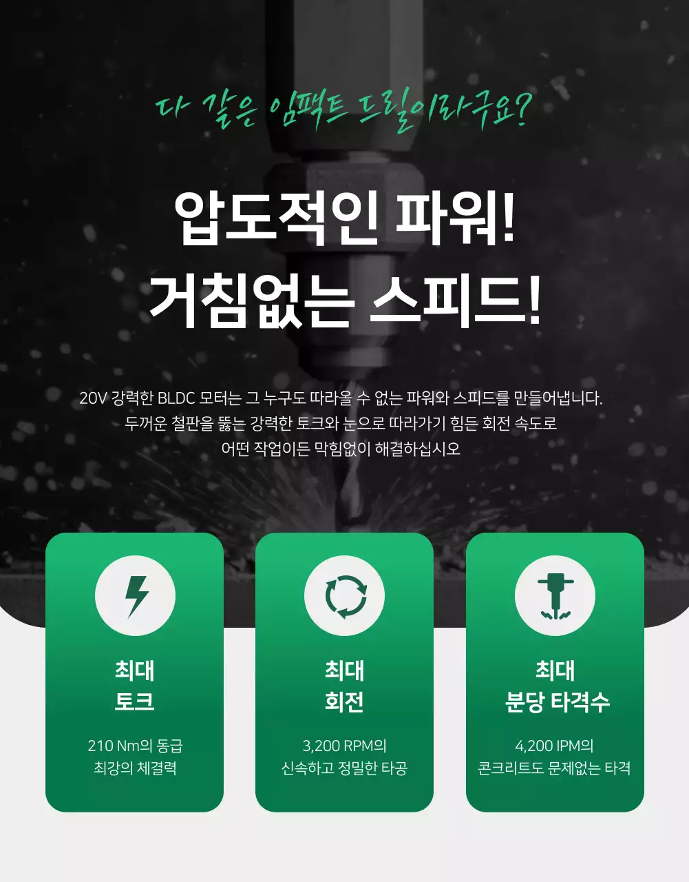 초록 모던 전동 공구 광고