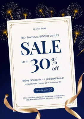 Blue and Gold Modern Minimalist New Year Sale Poster