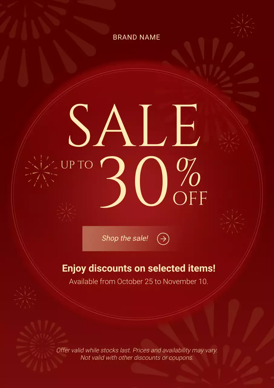 Red and Cream Minimalist New Year Sale Poster