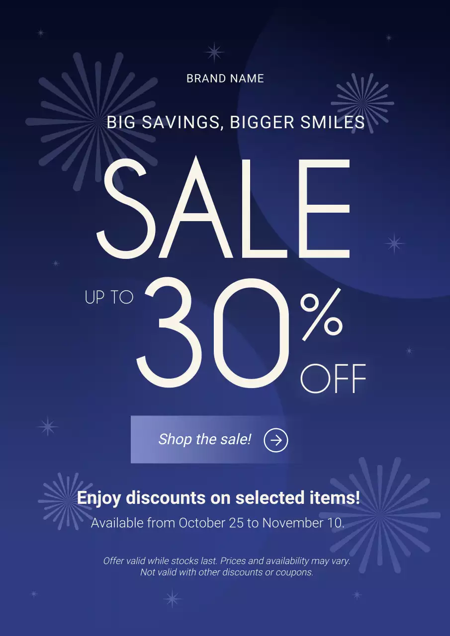 Blue and White Minimalist New Year Sale Poster