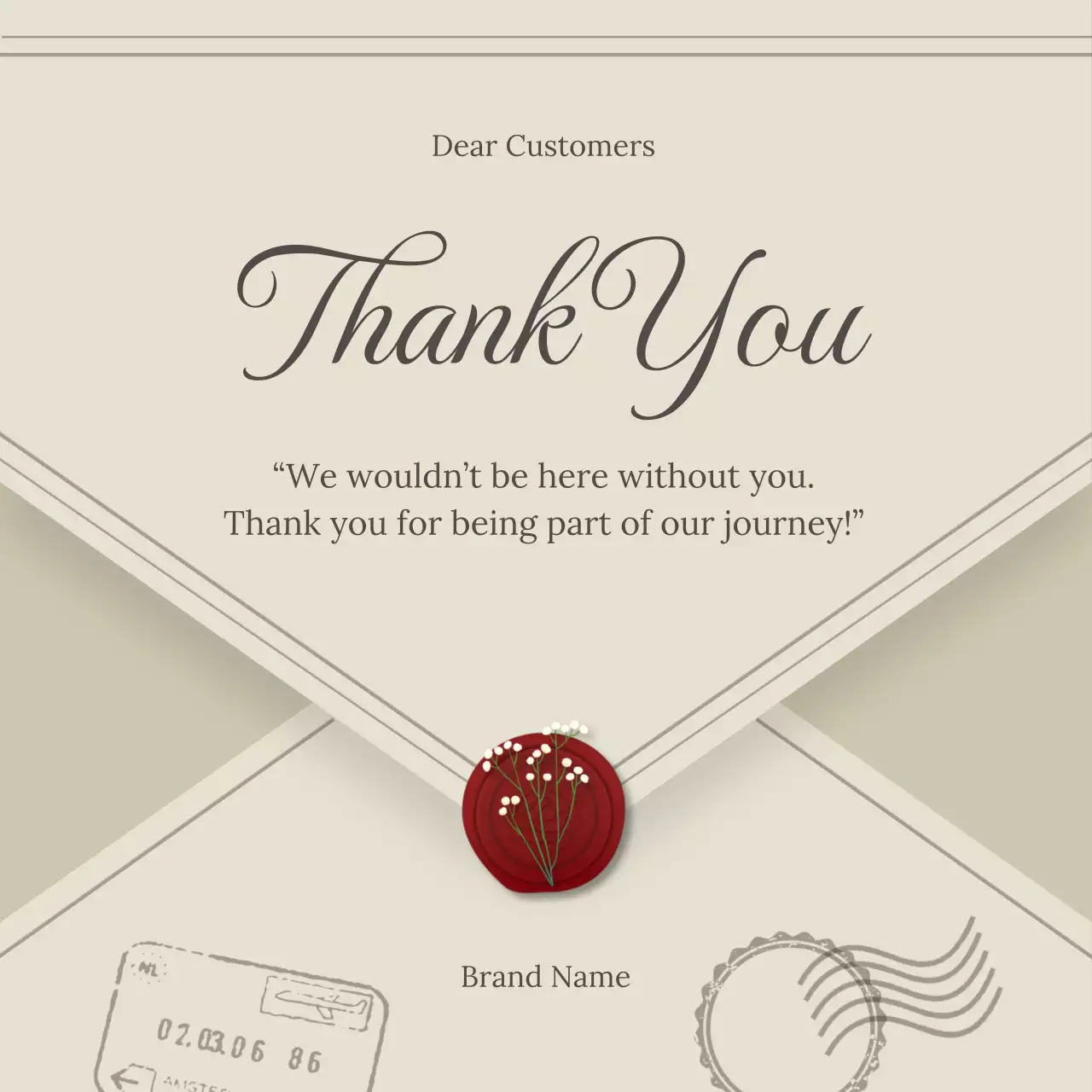 Beige Minimal Classic New Year Greeting Social Media Square