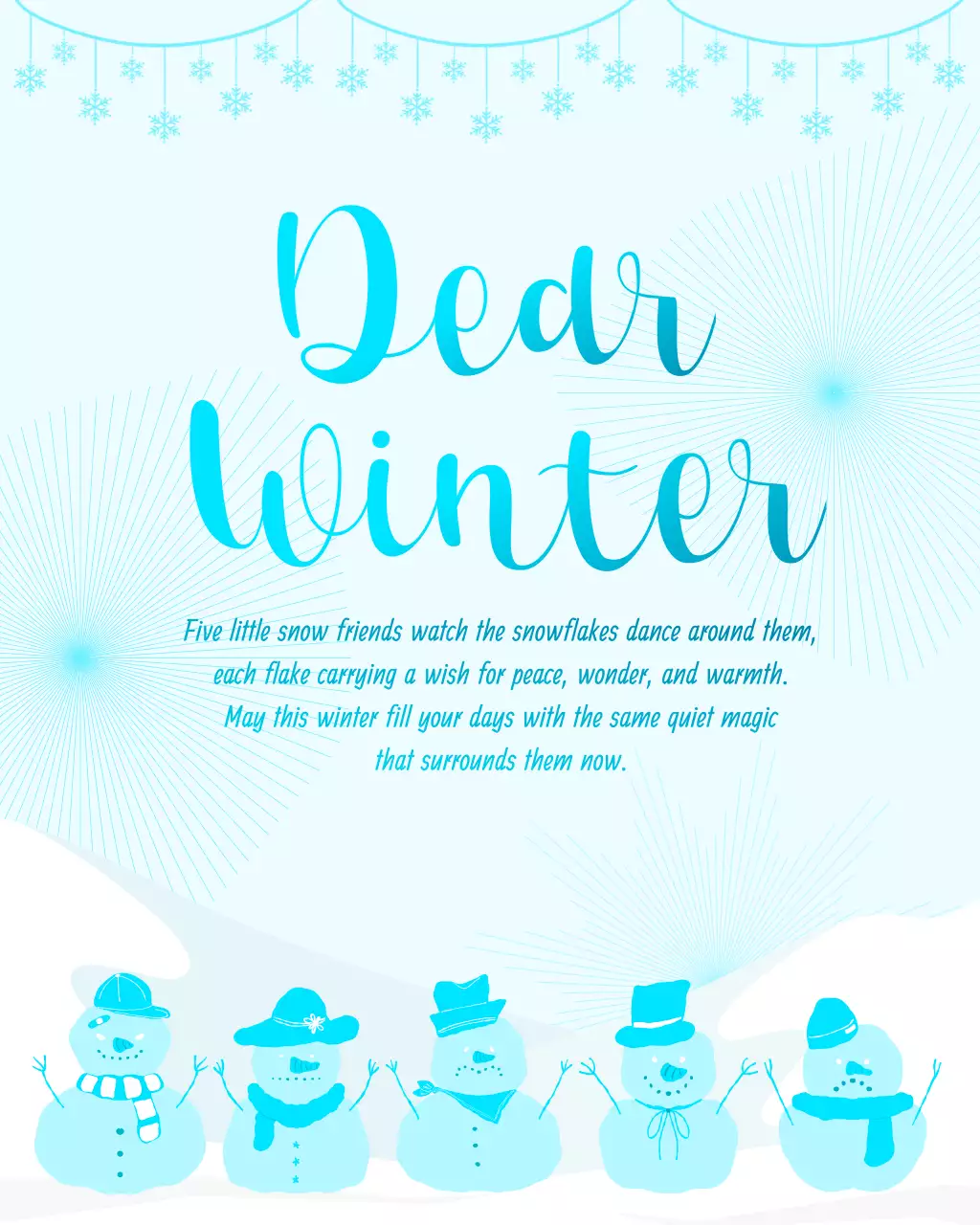 하늘색 아기자기한 겨울 엽서